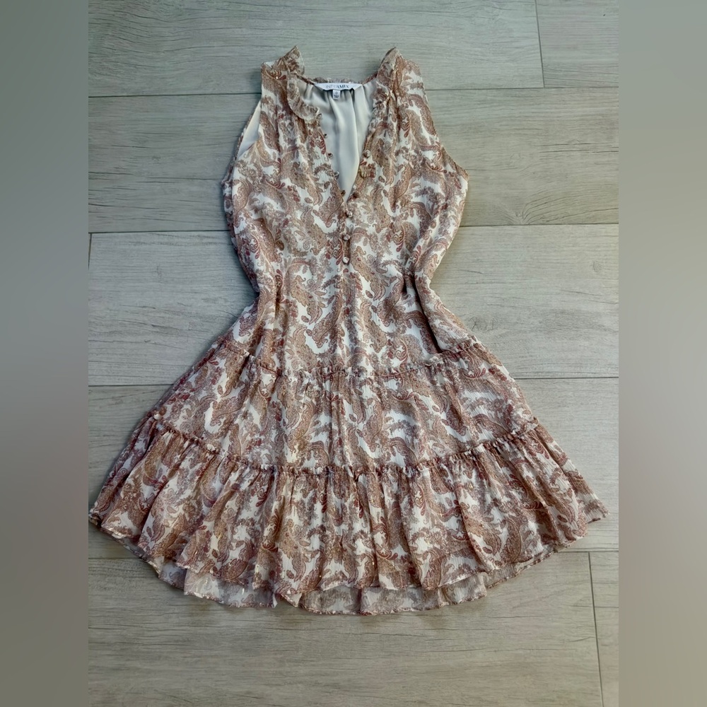 INTERMIX Cream and Brown Paisley Mini Dress in size 0
